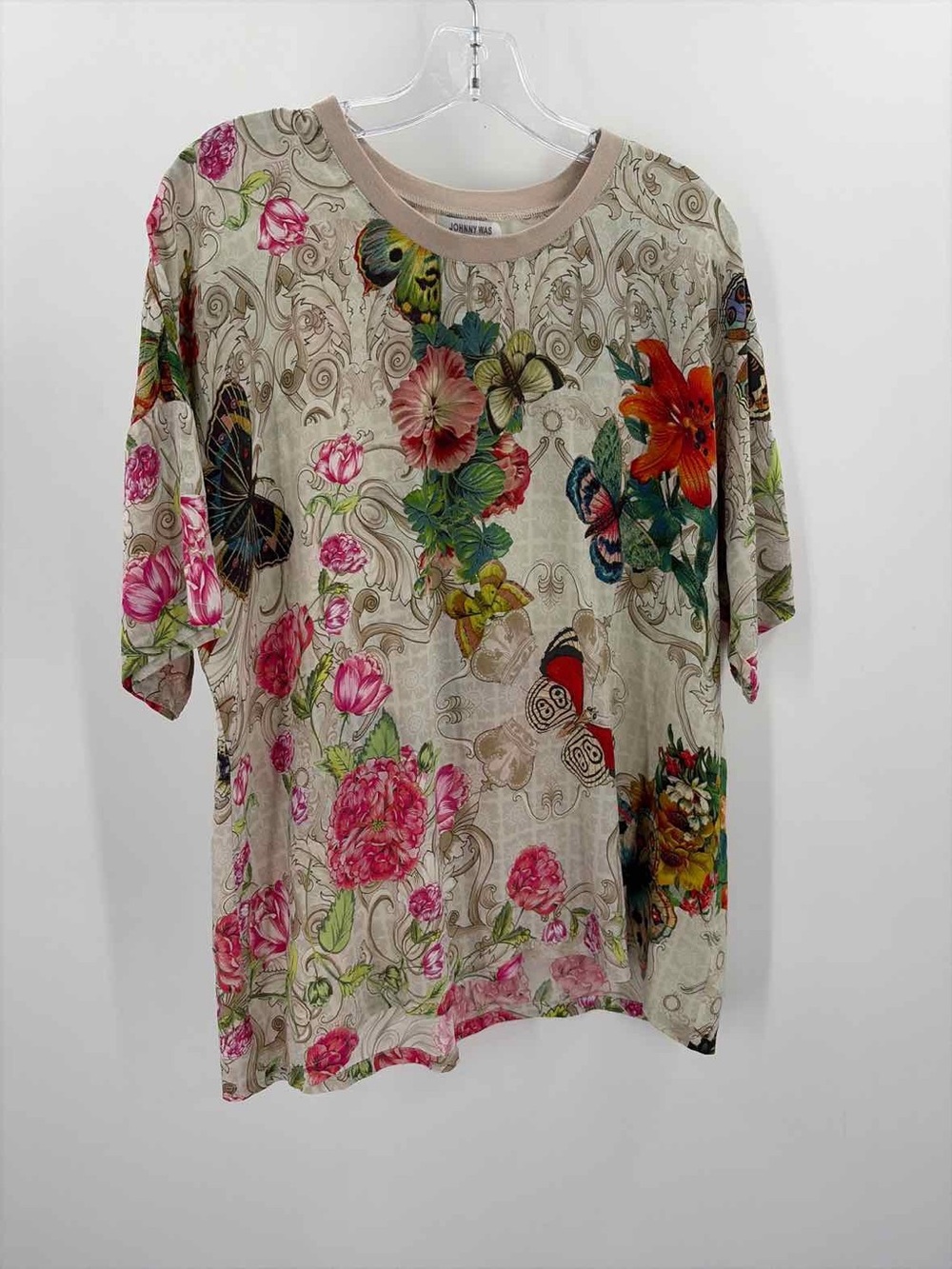 Johnny Was Tan Size Medium Floral Multicolor T-shirt